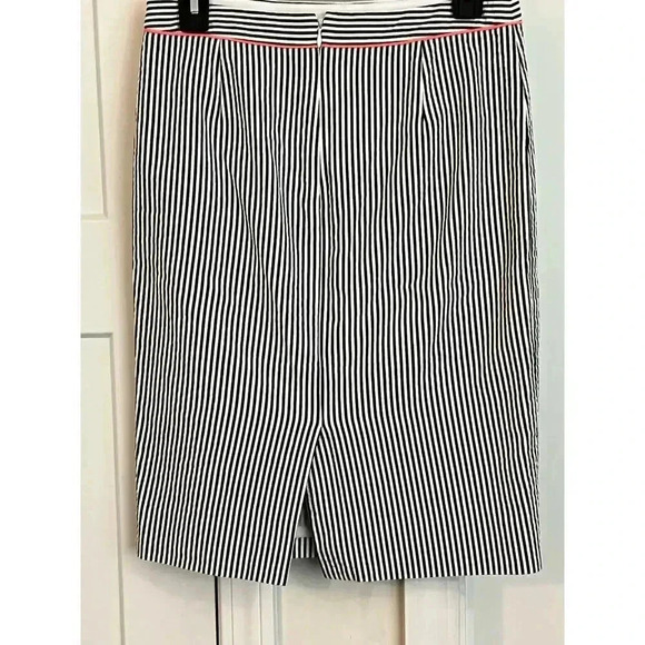 J CREW  NO 2 PENCIL SKIRT seersucker striped with neon edge size 0 - Picture 4 of 7